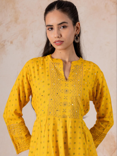 Indiwest Ethnic Motifs Print Fit & Flare Midi Dress - Image 4
