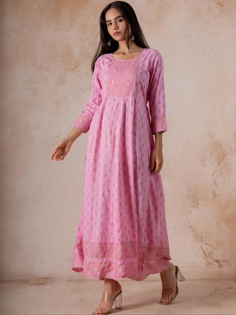 Indiwest Ethnic Motifs Print A-Line Maxi Dress - Image 4