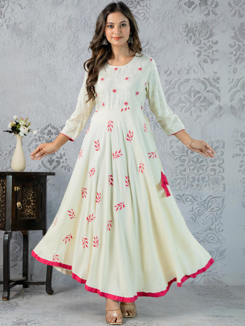 Indiwest Floral Print A-Line Maxi Dress