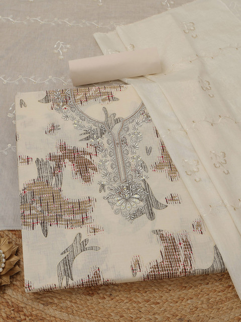 Soch Printed Pure Cotton Unstitched Dress Material