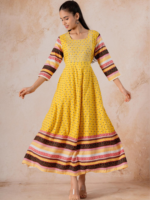 Indiwest Print A-Line Maxi Dress