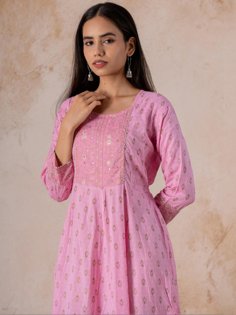 Indiwest Ethnic Motifs Print A-Line Maxi Dress - Image 3