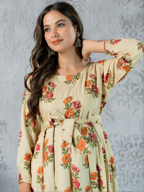 Indiwest Floral Print Fit & Flare Dress - Image 3