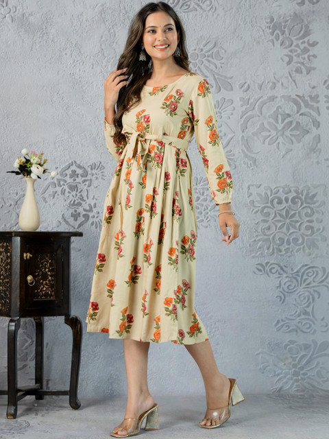 Indiwest Floral Print Fit & Flare Dress - Image 7