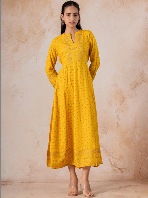 Indiwest Ethnic Motifs Print Fit & Flare Midi Dress - Image 6