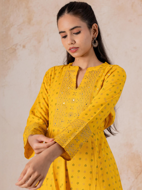 Indiwest Ethnic Motifs Print Fit & Flare Midi Dress - Image 3