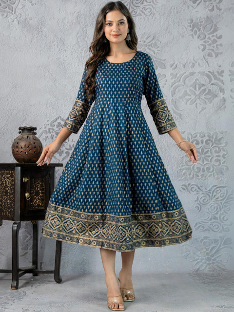 Indiwest Ethnic Motifs Print A-Line Dress