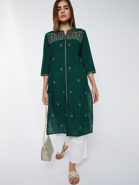 max Women Ethnic Motifs Embroidered Thread Work Kurta