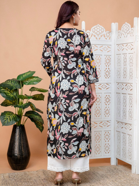 Kalphem Women Floral Printed Thread Work Floral Kurta - Image 2