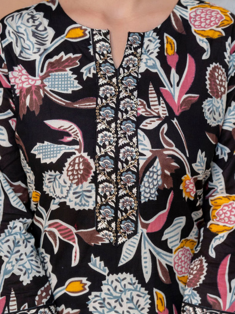 Kalphem Women Floral Printed Thread Work Floral Kurta - Image 4