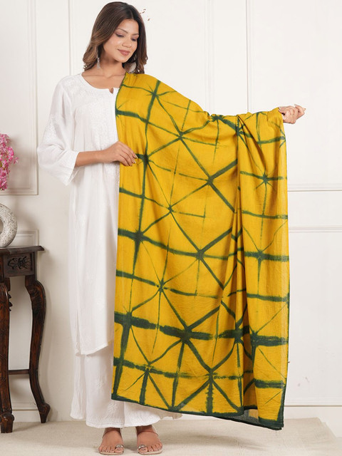 Style Shoes Dyed Pure Cotton Block Print Dupatta