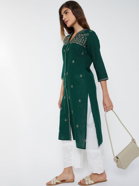 max Women Ethnic Motifs Embroidered Thread Work Kurta - Image 5