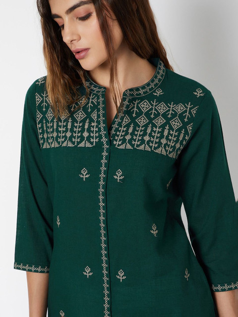 max Women Ethnic Motifs Embroidered Thread Work Kurta - Image 4