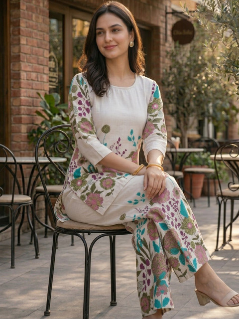 ZIVRAA Floral Printed Tunic with Palazzos - Image 4