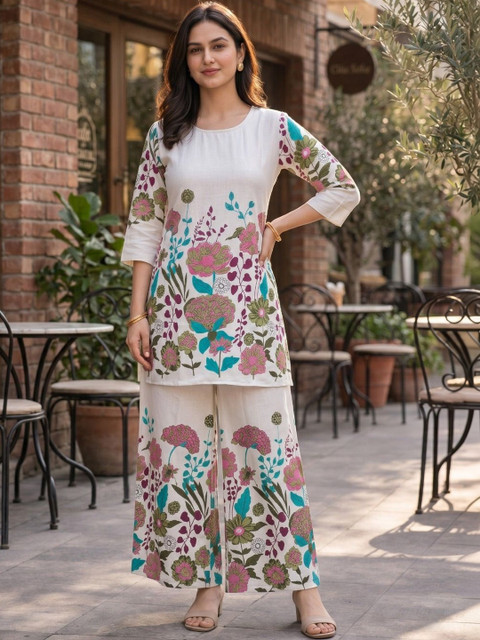 ZIVRAA Floral Printed Tunic with Palazzos