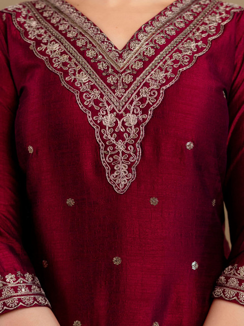 Berrylicious Women Ethnic Motifs Embroidered Regular Thread Work Kurta with Trousers & With Dupatta - Image 6