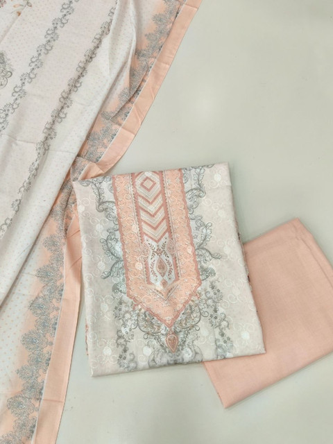 KTI Printed Pure Cotton Unstitched Dress Material - Image 2