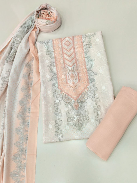 KTI Printed Pure Cotton Unstitched Dress Material - Image 3