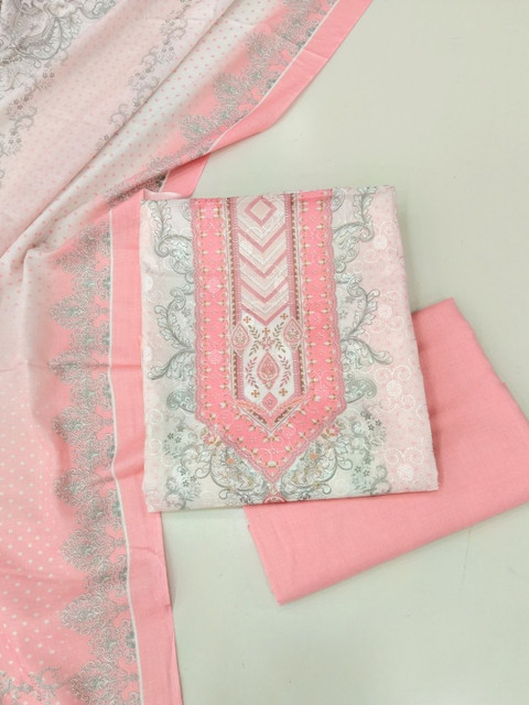 KTI Printed Pure Cotton Unstitched Dress Material - Image 4