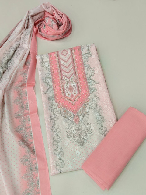 KTI Printed Pure Cotton Unstitched Dress Material - Image 3