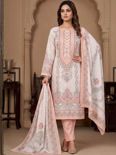 KTI Printed Pure Cotton Unstitched Dress Material
