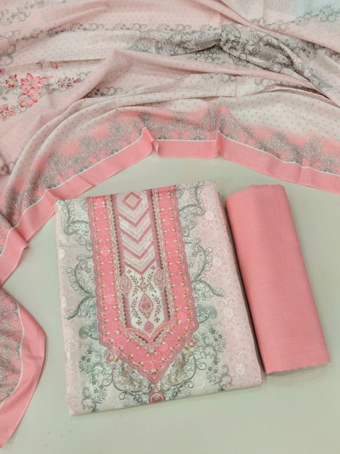 KTI Printed Pure Cotton Unstitched Dress Material - Image 2