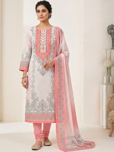 KTI Printed Pure Cotton Unstitched Dress Material - Image 5