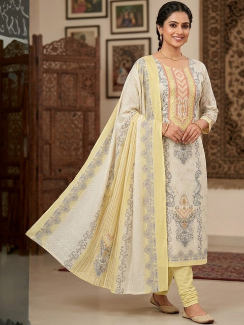 KTI Printed Pure Cotton Unstitched Dress Material