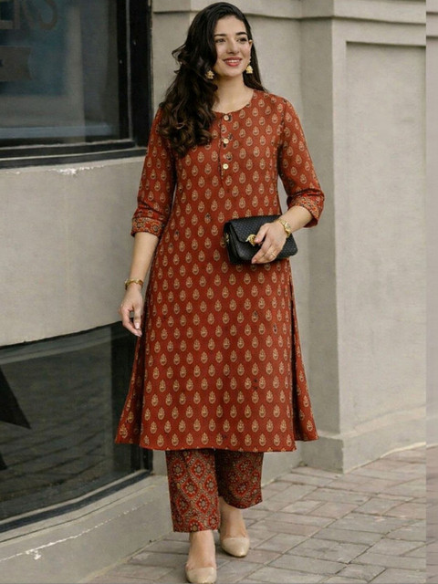 GoSriKi Women Printed Regular Kurta with Trousers - Image 4