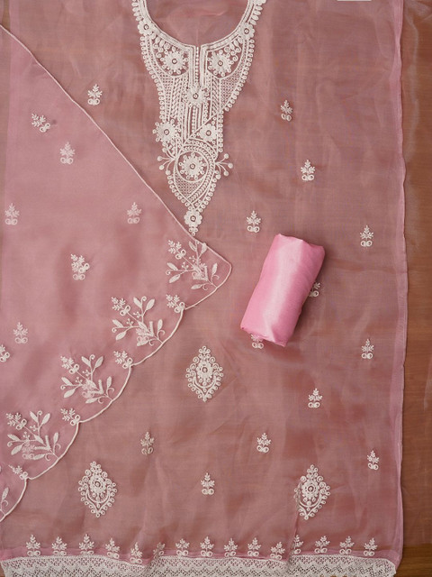 Dhaaga Ghar Embroidered Organza Unstitched Dress Material - Image 2