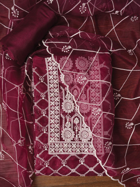 Dhaaga Ghar Embroidered Organza Unstitched Dress Material