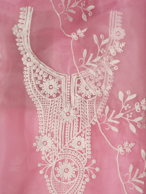 Dhaaga Ghar Embroidered Organza Unstitched Dress Material - Image 3