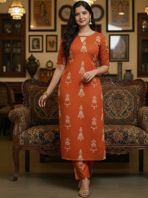 Twika Women Floral Regular Kurta with Trousers - Image 2