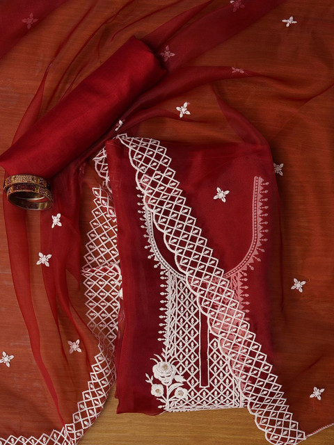 Dhaaga Ghar Embroidered Organza Unstitched Dress Material