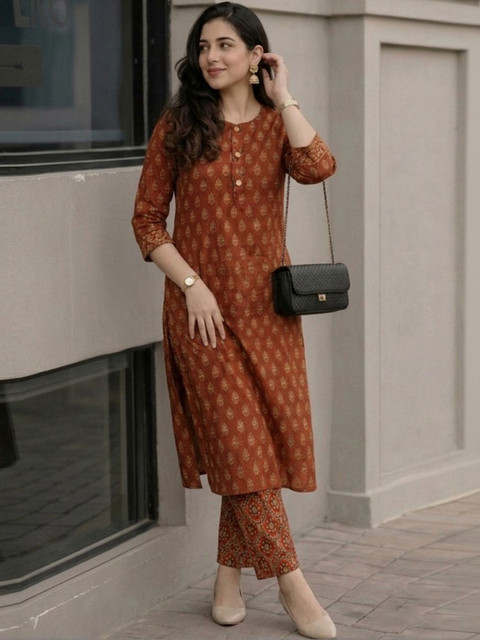 GoSriKi Women Printed Regular Kurta with Trousers - Image 5