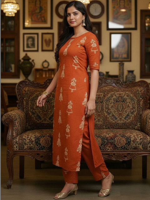 Twika Women Floral Regular Kurta with Trousers - Image 3