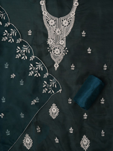 Dhaaga Ghar Embroidered Organza Unstitched Dress Material - Image 3