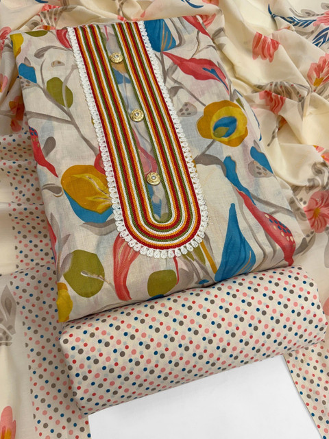 CLEMIRA Printed Pure Cotton Unstitched Dress Material