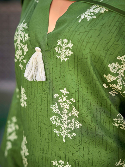 SURUKH Women Floral Printed Regular Gotta Patti Pure Cotton Kurta with Palazzos & With Dupatta - Image 5