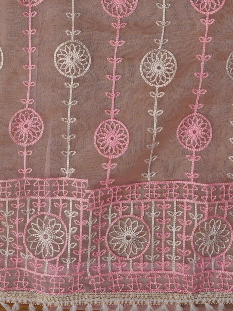 Dhaaga Ghar Embroidered Organza Unstitched Dress Material - Image 3