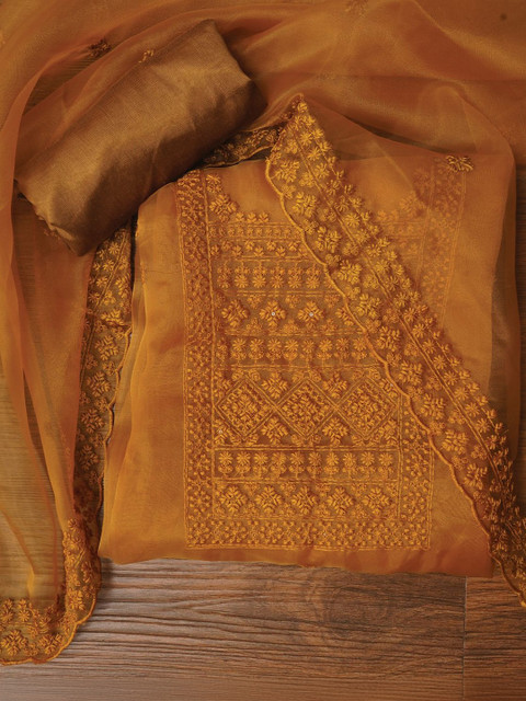 Dhaaga Ghar Embroidered Organza Unstitched Dress Material