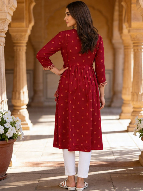 Rangita Women Ethnic Motifs Printed Thread Work Kurta - Image 5
