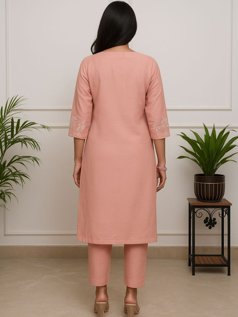 Kesudi Women Embroidered Regular Thread Work Chanderi Silk Kurta with Trousers & With Dupatta - Image 6