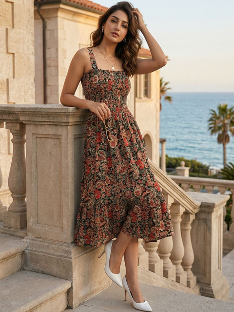 AADVIKA Floral Print A-Line Maxi Dress