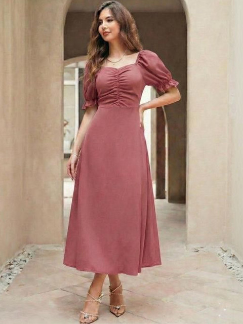 HOOk i Puff Sleeve A-Line Midi Dress