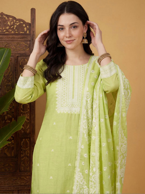Indo Era Women Ethnic Motifs Regular Kurta with Trousers & With Dupatta - Image 2