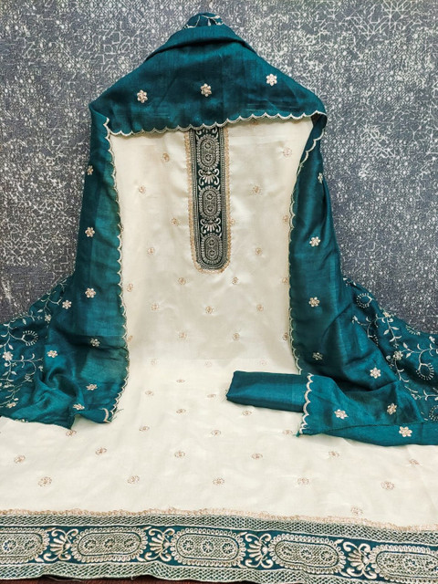 HMP Fashion Embroidered Unstitched Dress Material - Image 5