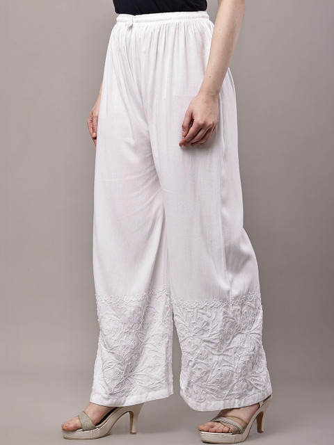 FAWOMENT Women Embroidered Knitted Ethnic Palazzos - Image 6
