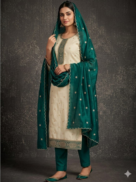 HMP Fashion Embroidered Unstitched Dress Material