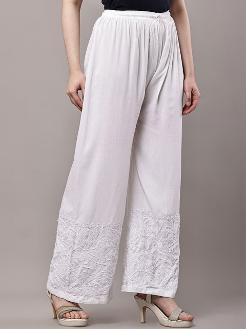 FAWOMENT Women Embroidered Knitted Ethnic Palazzos - Image 7